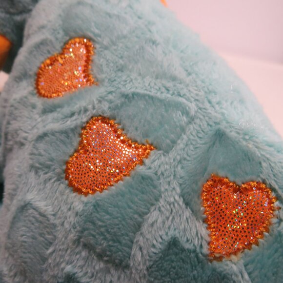 hug fun teal triceratops dinosaur plush with big sparkly eyes 11" tall - Picture 8 of 13